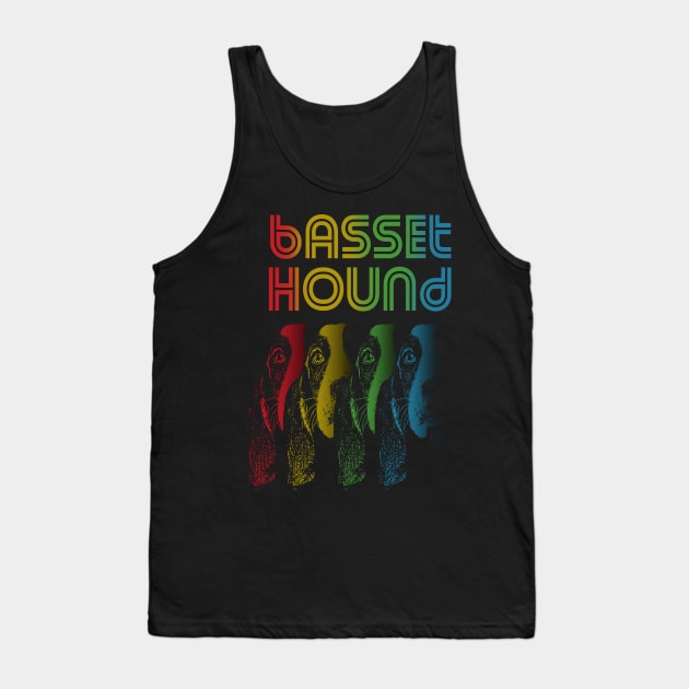 Cool Retro Groovy Basset Hound Dog Tank Top by Madfido